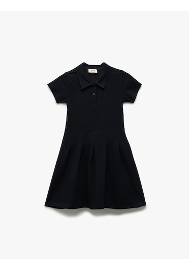 Koton Kısa Kollu Düğme Kapamalı Pamuklu Gömlek Elbise Lacivert 6wkg80001ak Lacivert