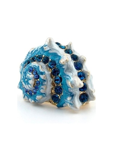 Solfera Mavi Deniz Kabuğu Okyanus Resif Zirkon Taşlı Yaka Iğne Broş Rz098