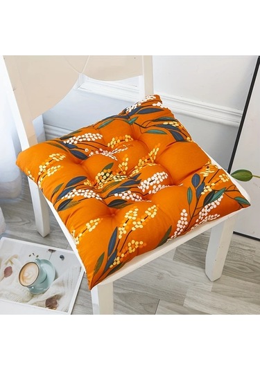 Topshop1 Beyaz Turuncu Desenli Ultra Yumuşak Ofis Koltuğu Minderi Beyaz Turuncu