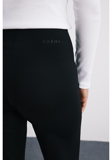 Babokah Toparlayıcı Ön Dikişli Flare Siyah Tayt Siyah