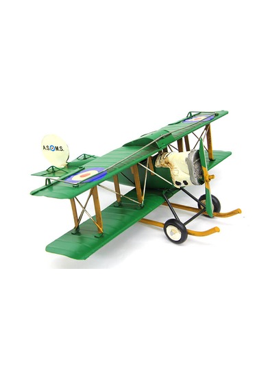 Vintage Eskitme Metal Uçak Çift Kanatlı 36cm