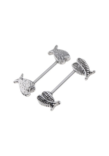 Homyl 1 Çift Paslanmaz Çelik Melek Kanatları 16g Meme Halkası Gümüş