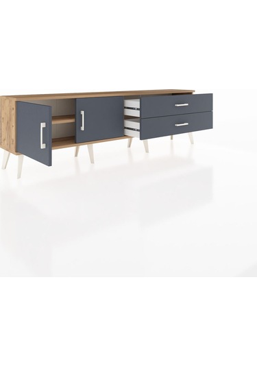 Arges Tv Ünitesi Tek Raflı 2 Çekmeceli 2 Kapaklı 176x30x51 Çam-antrasit/antrasit Antrasıt/antrasıt Arges Tv Ünitesi Tek Raflı 2 Çekmeceli 2 Kapaklı 176x30x51 Çam-antrasit/antrasit Antrasıt/antrasıt