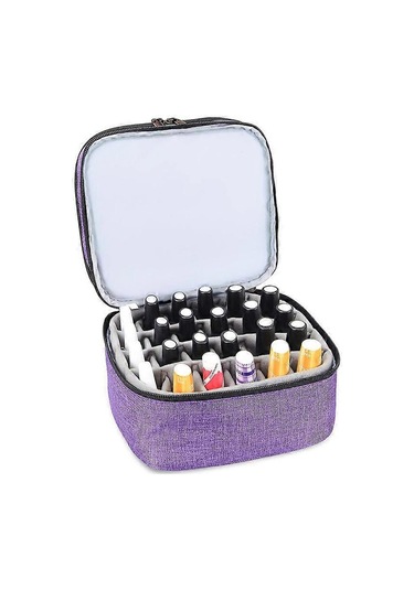 Taşınabilir Kozmetik Esansiyel Yağ Oje Saklama Çantası Saklama Kutusu Çift Katmanlı 30 Izgaralı Taşınabilir Saklama Çantası Gri 25 22 15,5 Cm Z
