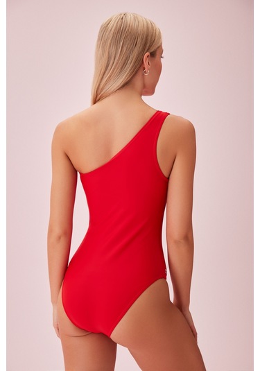Suwen Scarlet Tek Omuz Detaylı Mayo Sb25610082d082 Kırmızı