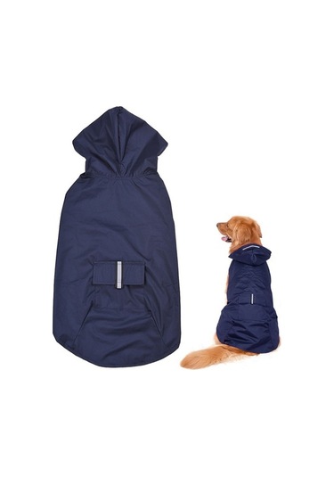 Pazly 6xl Yansıtıcı Evcil Hayvan Yağmurluğu, Tasma Deliği - Orta/büyük Köpekler İçin Açık Mavi
