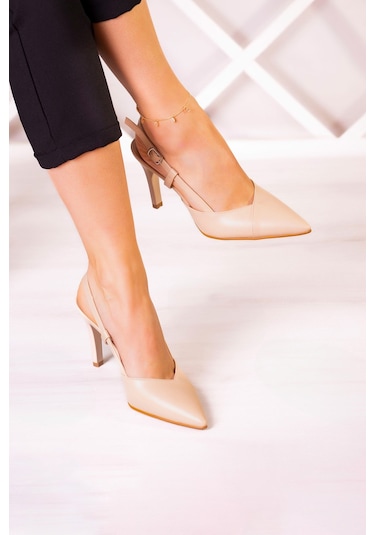 Erkan Saçmacı Sacha Ten Arkası Açık İnce Topuklu Ayakkabı Ten