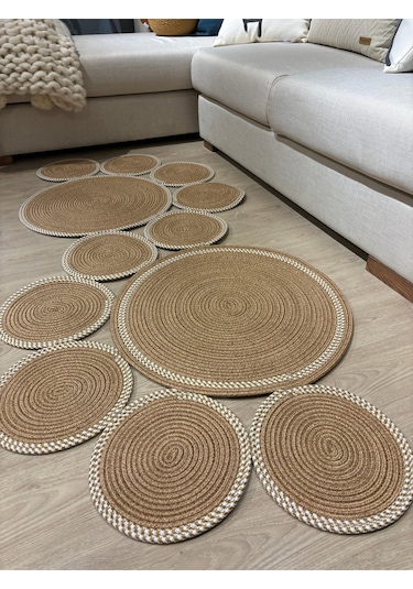 Mavaux Siyah Snake Hasır Jüt Bej Yolluk Halı Kilim Krem - Bej