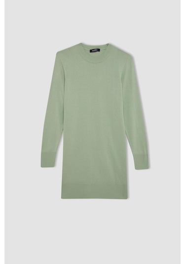 Defacto Regular Fit Bisiklet Yaka Basic Uzun Kollu Tunik H3431az24augn981 Yeşil