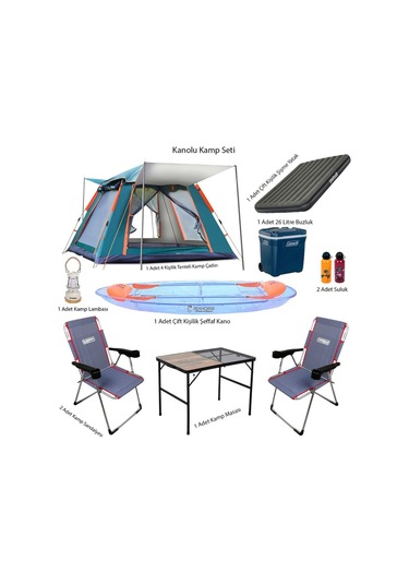 Kanolu Kamp Seti Çok Renkli
