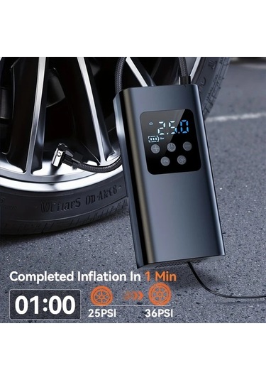 Primepickings Siyah Portable Kablolu Led Işıklı Şişirme Cihazı 150 Psı Hava Kompresörü 36v Araçlar Ve Yol Yardımı İçin