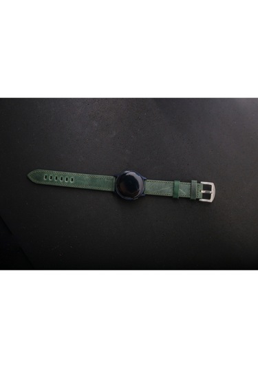 Hakiki Deri 20mm Akıllı Pimli Saat Kordonu Yeşil