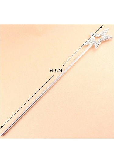 Yıldız Model Peri Asası Melek Asası Prenses Asası Metalize Gümüş Renk Lisinya