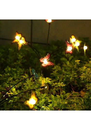 Fortunelane Güneş Enerjili Bahçe Lambası - Demir Kelebekler, 6 Ağızlı Isı Işığı, Ip65 Su Geçirmez, 8-15 Saat, 1 Adet Ilık Beyaz Ilık Beyaz