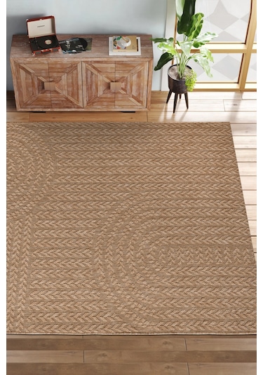 Sierra Halı Jüt Hasır Görünümlü Modern Kilim Ve Yolluk, İnce Bukle Dokuma Bej - Naturel