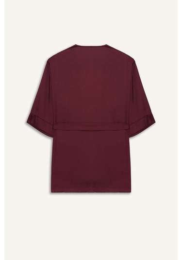 Defacto Regular Fit Wrap Yaka Saten Sabahlık-fall İn Love G1672ax25aubr210 Bordo-br210