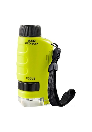 Aubyhe Yeşil Mini Mikroskop 60-120x Büyütme, Led Işık, Hassas Odaklama, Abs Malzeme, Öğrenci Doğa Gözlemi Oyuncak