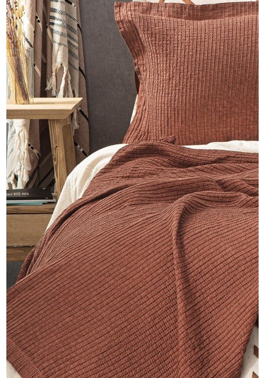 Ecocotton Sara Terra Pike Yatak Örtüsü Kahverengi