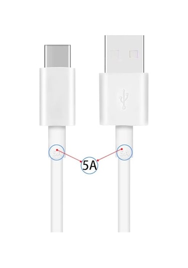 5a Type-c Usb Kablo 1 Mt. Beyaz 25w Hızlı Şarj 40mb/s Data Aktarım Telefon Tablet Adaptör Pc Type C