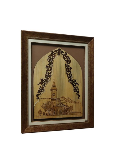 E38 El İşçiliği Ahşap Yakma Kayseri Saat Kulesi Tablo 95 77 Cm-4538