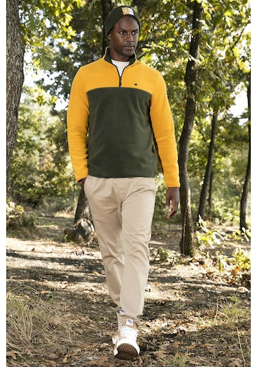 Buratti Regular Fit Anti-Pilling Tüylenme Yapmayan Dik Yaka Kışlık Şardonlu Erkek Polar 5906016 Hardal