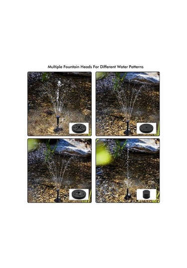 Pazly Güneş Enerjili Mini Bahçe Çeşmesi - 60cm Su Yüksekliği, Siyah Abs Materyal, 7v/1.2w Panel