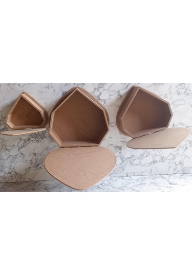 Hobi Adn Kalp Kutu Set 3'lü Ahşap Ham Mdf Kutuda Sevk El Yapım Ahşap