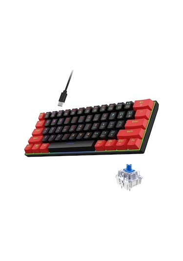 Hadron Mofan Mf1701br Gaming Mekanik Rgb Klavye Blue Switch - Siyah Kırmızı
