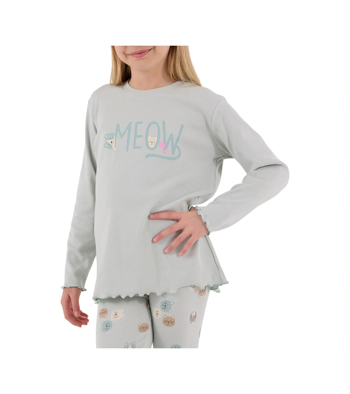 Rolypoly Rp3700-2 Kız Çocuk Kışlık İkili Pijama Takım Yeşil