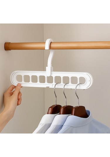 Porsima Org-250 6 Adet Çok Fonksiyonlu Dolap Içi Düzenleyici Organizer Sihirli Askı Tişört Gömlek Elbise Askısı Beyaz