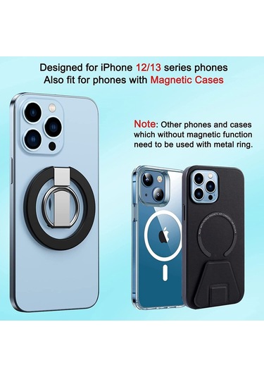 Soulader İphone Uyumlu İçin 360 Derece Dönebilen Manyetik Yüzük Stand Ve Telefon Tutucu, Kolay Taşınabilir Ayarlanabilir Parmak Tutacağı Beyaz