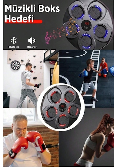 Ritimli Kum Torbası Boks Makinesi -akıllı Boks Egzersiz Aleti - Müzikli Boks Hedefi Siyah