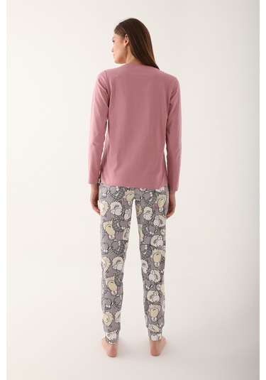 Arnetta White Sheep Pembe Kadın Uzun Kol Pijama Takım