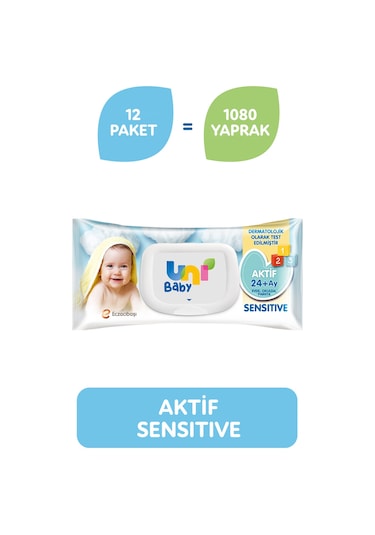 Uni Baby Aktif Sensitive Islak Mendil 12 X 90 Yaprak