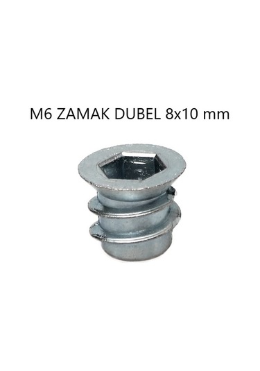 Metal Dübel Mobilya Bağlantı Zamak Vida Yuvası M6 8X13 10 Adet