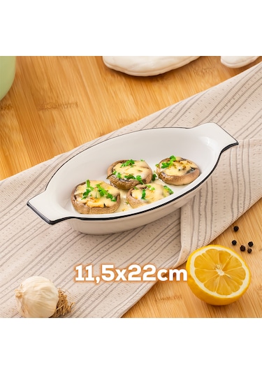 Porsima 085 Oval 3'lü Porselen Fırın Kabı Servis Tabağı Beyaz