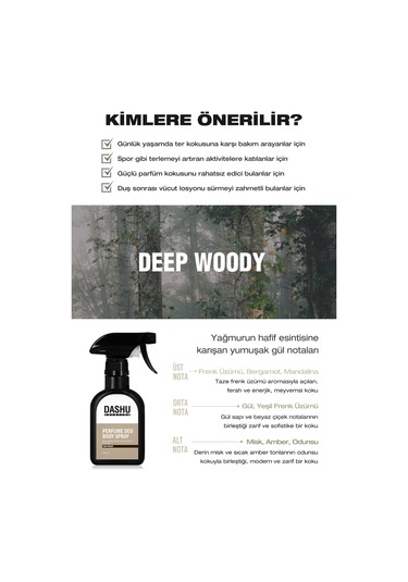 Dashu Solution Perfume Deo Body Spray Deep Woody
