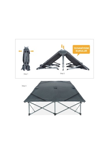 Kingcamp Banyan Double Çift Kişilik Katlanır Kampet Portatif Kamp Yatağı Siyah