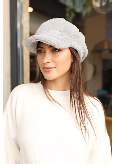 Kadın Peluş Kaptan Denizci Şapka Rkş-05 Gri Gri
