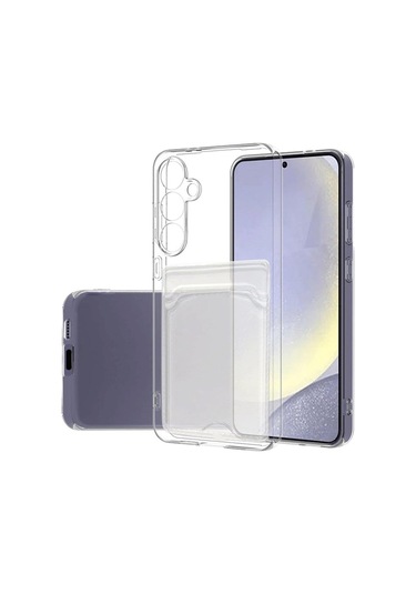Samsung Galaxy Uyumlu S24 Fe Kılıf Cardy Şeffaf Kartlık Cepli Kapak Şeffaf