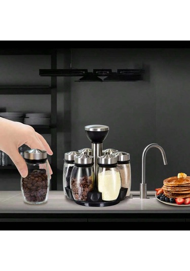 7 Adet Çeşni Şişesi Dönen Taban Çeşni Şişesi Paslanmaz Çelik