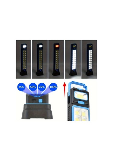 Xuweiwei 1 Haki Çok Fonksiyonlu Şarj Edilebilir 6 Modlu Güneş Enerjili Taşınabilir Ev Kamp Çadırı Acil Durum Çalışma Lambası El Feneri