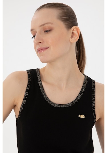 U.S. Polo Assn. Kadın Siyah Bisiklet Yaka Triko Tişört 50306480-VR046