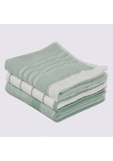 Ecocotton Elis Yeşil-krem 3 Parça Organik Mutfak Havlu Seti 40 X 60 Cm. Yeşil - Krem