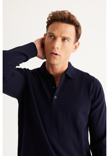 Altinyildiz Classics Erkek Lacivert Tüylenme Yapmayan Anti Pilling Kumaş Standart Fit Polo Yaka Triko 4A4923100003LACXL Lacivert