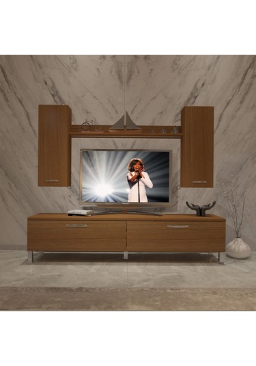 Decoraktiv Eko 7 Slm Std Krom Ayaklı Tv Ünitesi Tv Sehpası Ceviz