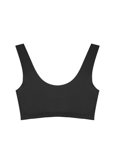 Siyah Dikişsiz Lazer Kesim Sütyen Pedli Kadın Hayalet Sütyen Dalga Detaylı Siyah