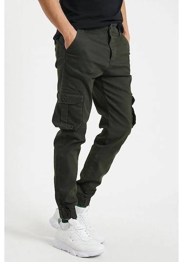 Erkek Kargo Jogger Pantolon Rahat Kesim Lastikli Paça Haki