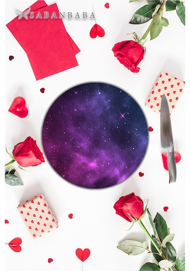 Uzay Cam Kesme Tahtası - Sunum Tabağı Çap 20