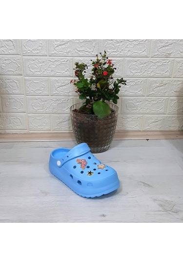 Sonimix 12901 Bebe Mavisi Taşlı Kalın Tabanlı Kadın Terlik 001